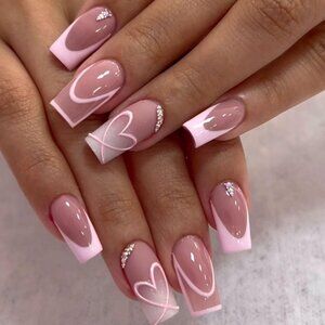 Press on Coffin Style Pink French